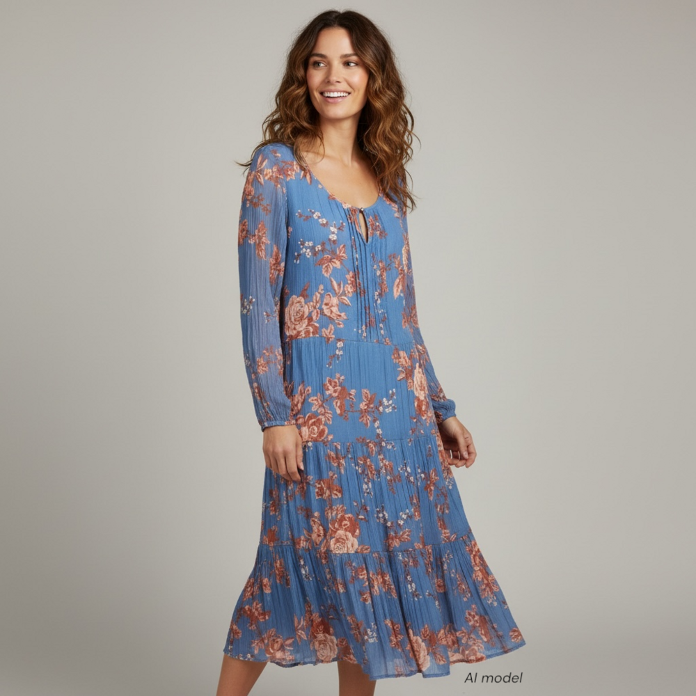 Sundance Dress Large Blue Meadows Explored Cottagecore Coquette Lux Prairie Boho